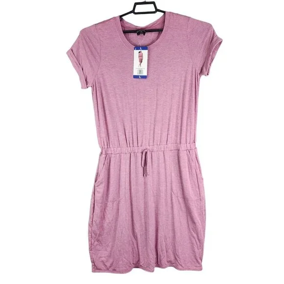 32 Degrees | Dresses | Women 32 Degrees Cool Dress Pink Stretch Knit Cuffed  Drawstring Fit Flare Size L | Poshmark
